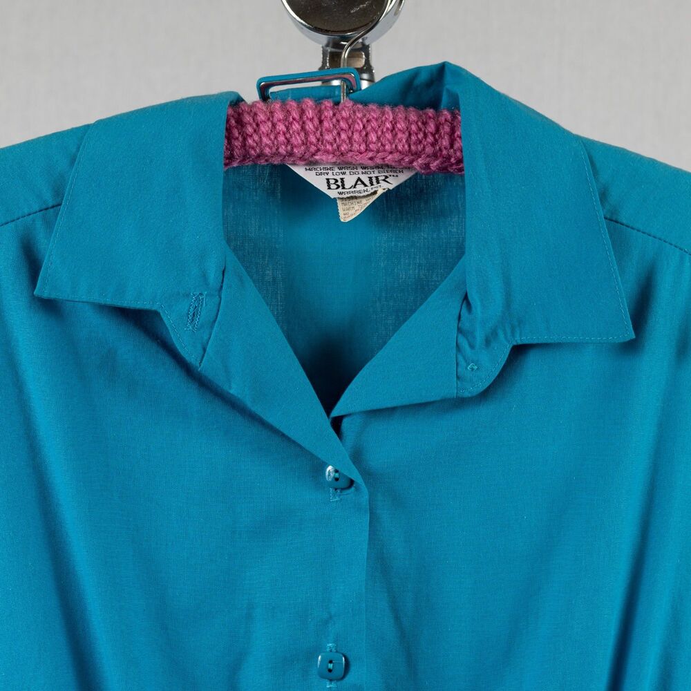 Vintage Blair cotton poly blue midi dress size M - Picture 11 of 12